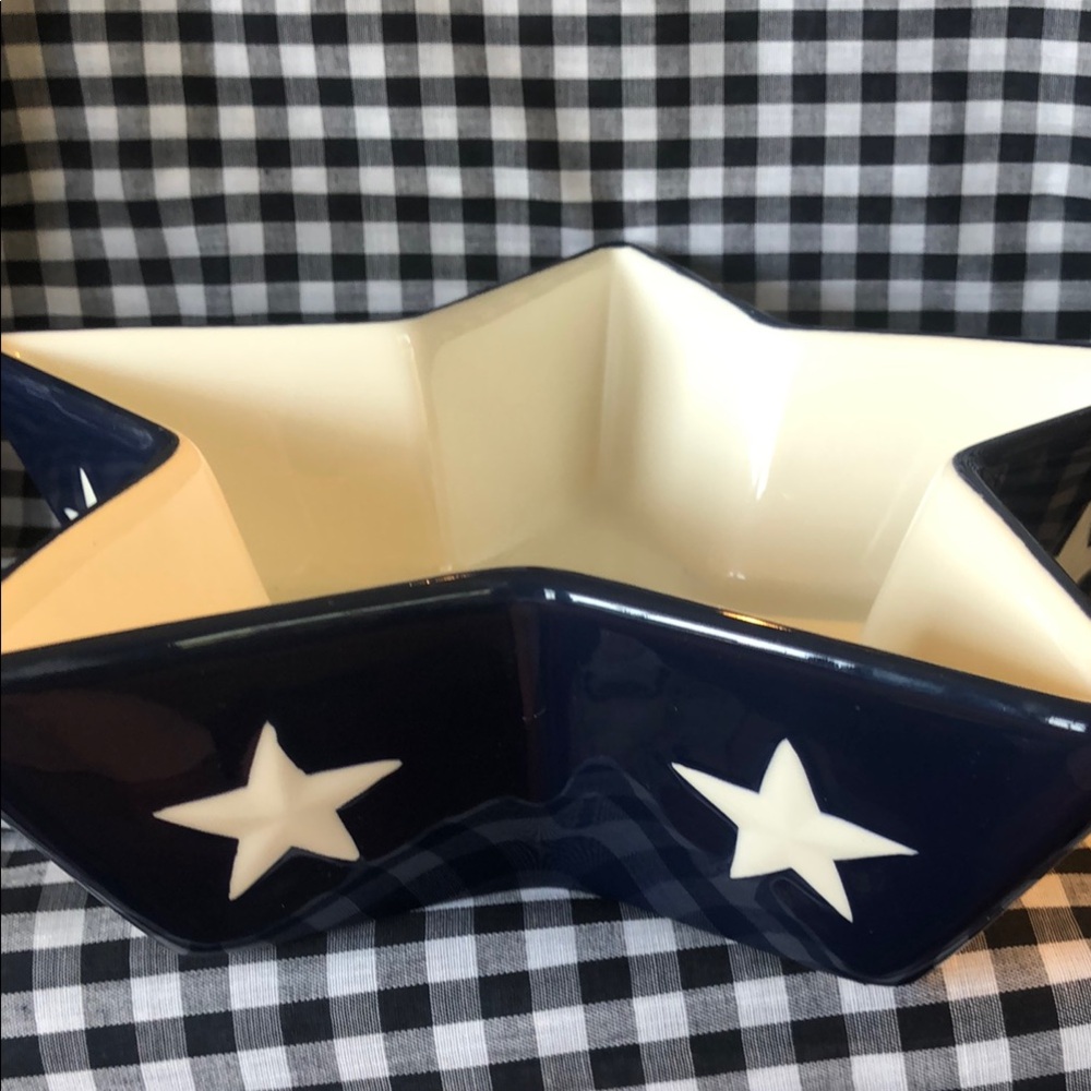 Navy Star-Shaped Bowl with White Stars